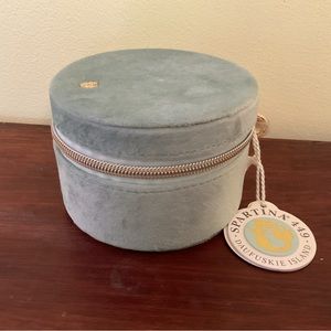 Spartina 449 Velvet Jewelry Travel Case Dusty Blue.